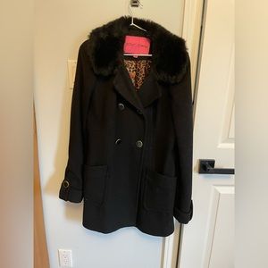 Betsey Johnson winter coat with faux fur collar